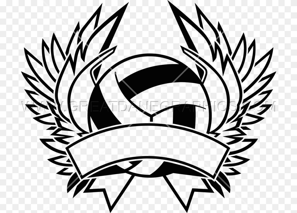 Volleyball Metal Crest Production Ready Artwork For T Shirt Printing, Emblem, Symbol, Logo, Bow Free Png