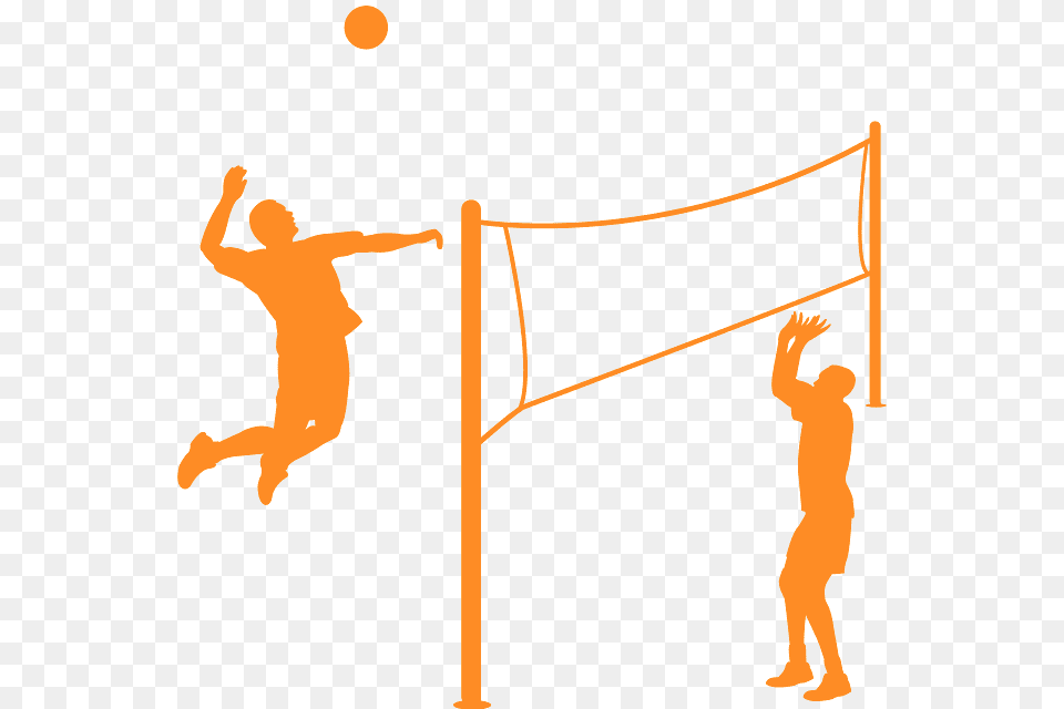 Volleyball Orange Silhouette, Person, People, Badminton, Sport Free Png