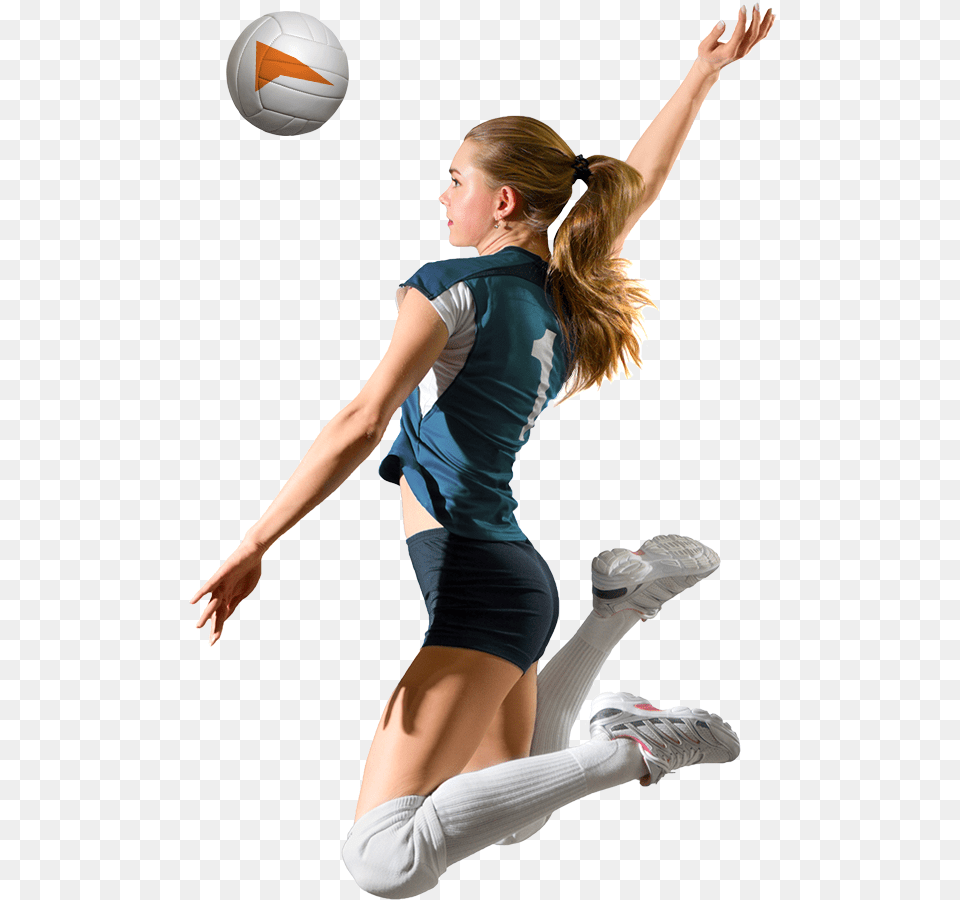 Volleyball Player In The Middle Of A Spike Volleyball Player, Sphere, Person, Female, Teen Free Png Download