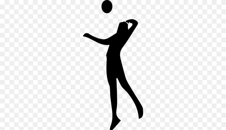 Volleyball Player Silhouette Clipart, Gray Png