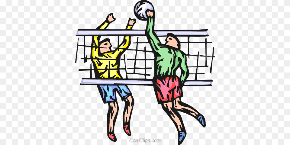 Volleyball Players Royalty Vector Clip Art Illustration, People, Person, Clothing, Shorts Png Image
