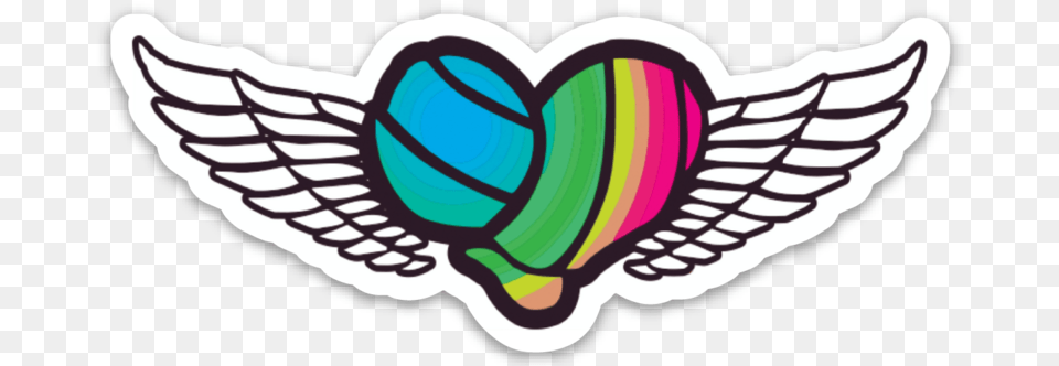 Volleyball Rainbow Heart With Wings Sticker Metro Polda Jaya Logo, Emblem, Symbol, Animal, Fish Free Transparent Png