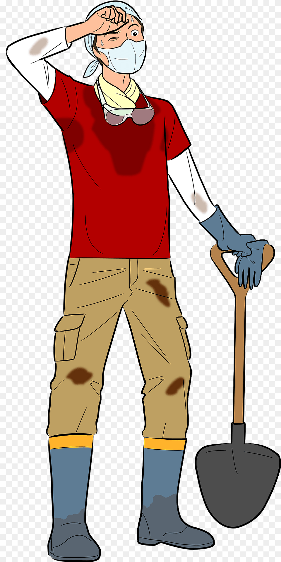 Volunteer Man Helps Clean Up Disasters Clipart, Adult, Male, Person, Cleaning Free Png