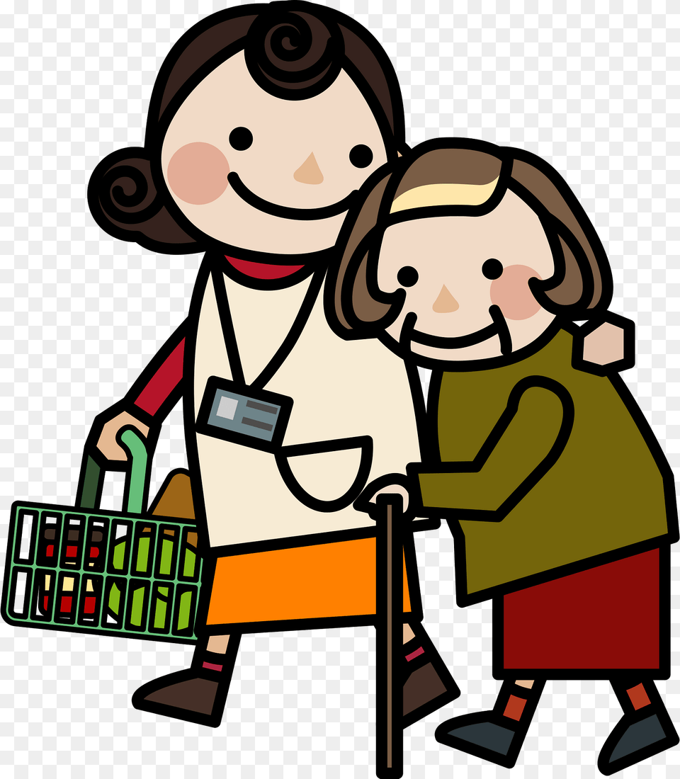 Volunteer Taking Senior Woman Shopping Clipart, Accessories, Bag, Handbag, Person Png Image