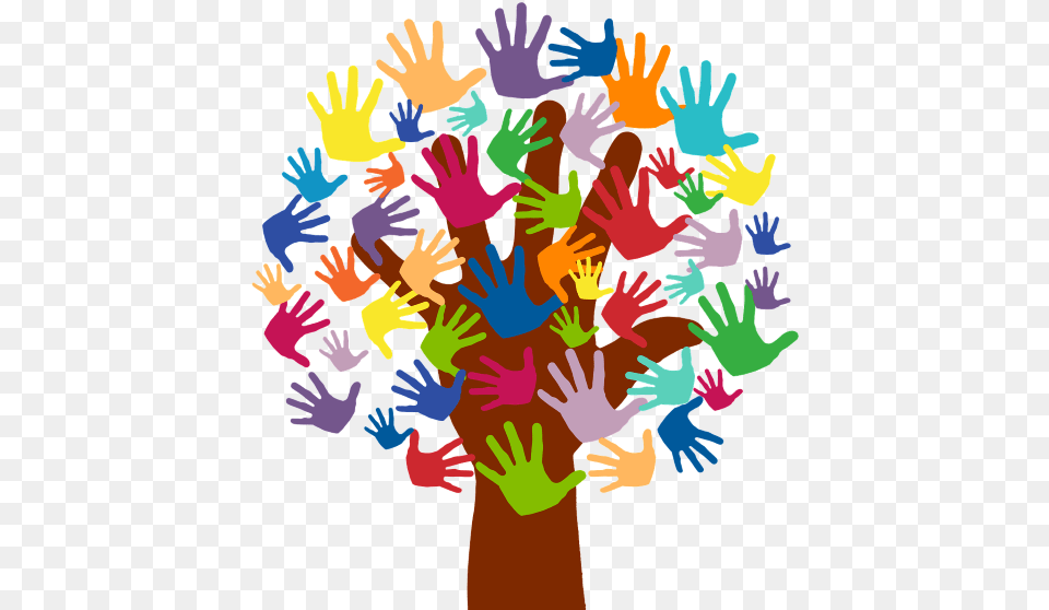 Volunteer Tree With Hands Tree With Hand Prints, Clothing, Glove, Art, Graphics Free Transparent Png