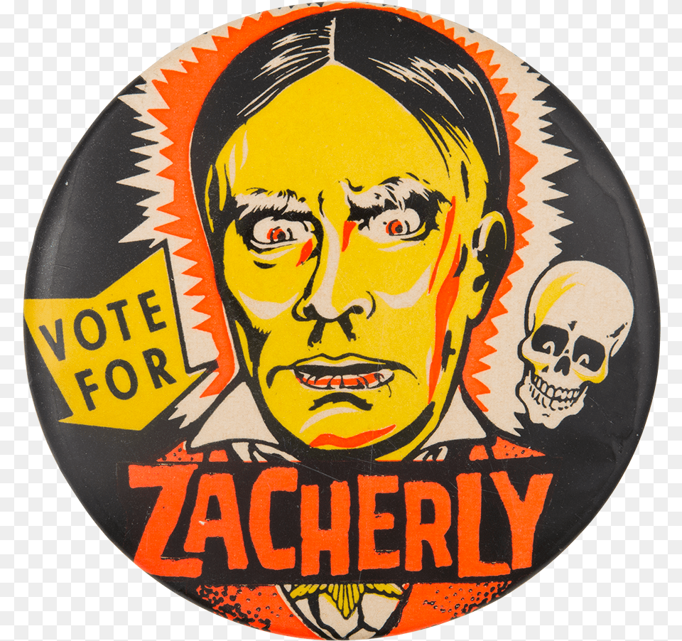 Vote For Zacherly Entertainment Button Museum Zacherly Button, Badge, Logo, Symbol, Face Free Png