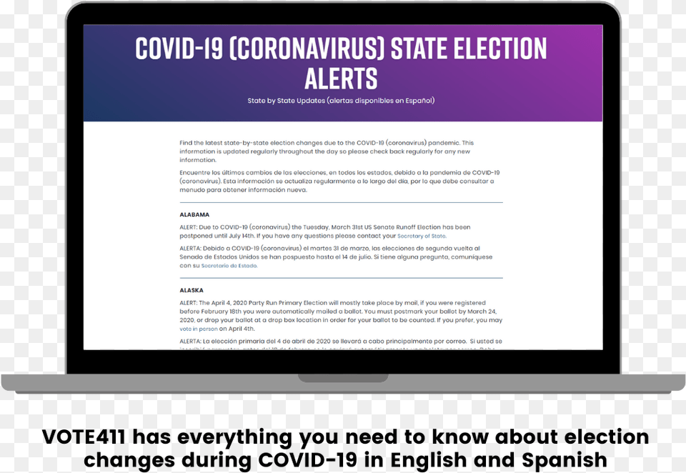 Voter Ed New Bilingual Resource For Covid 19 Election Computer, Pc, Laptop, Electronics, Screen Png