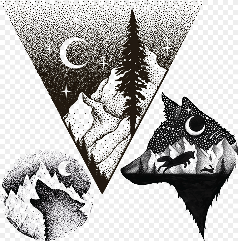 Vremennaya Tatu Gornij Volk Mountain Triangle And Trees Tattoo, Art Free Png