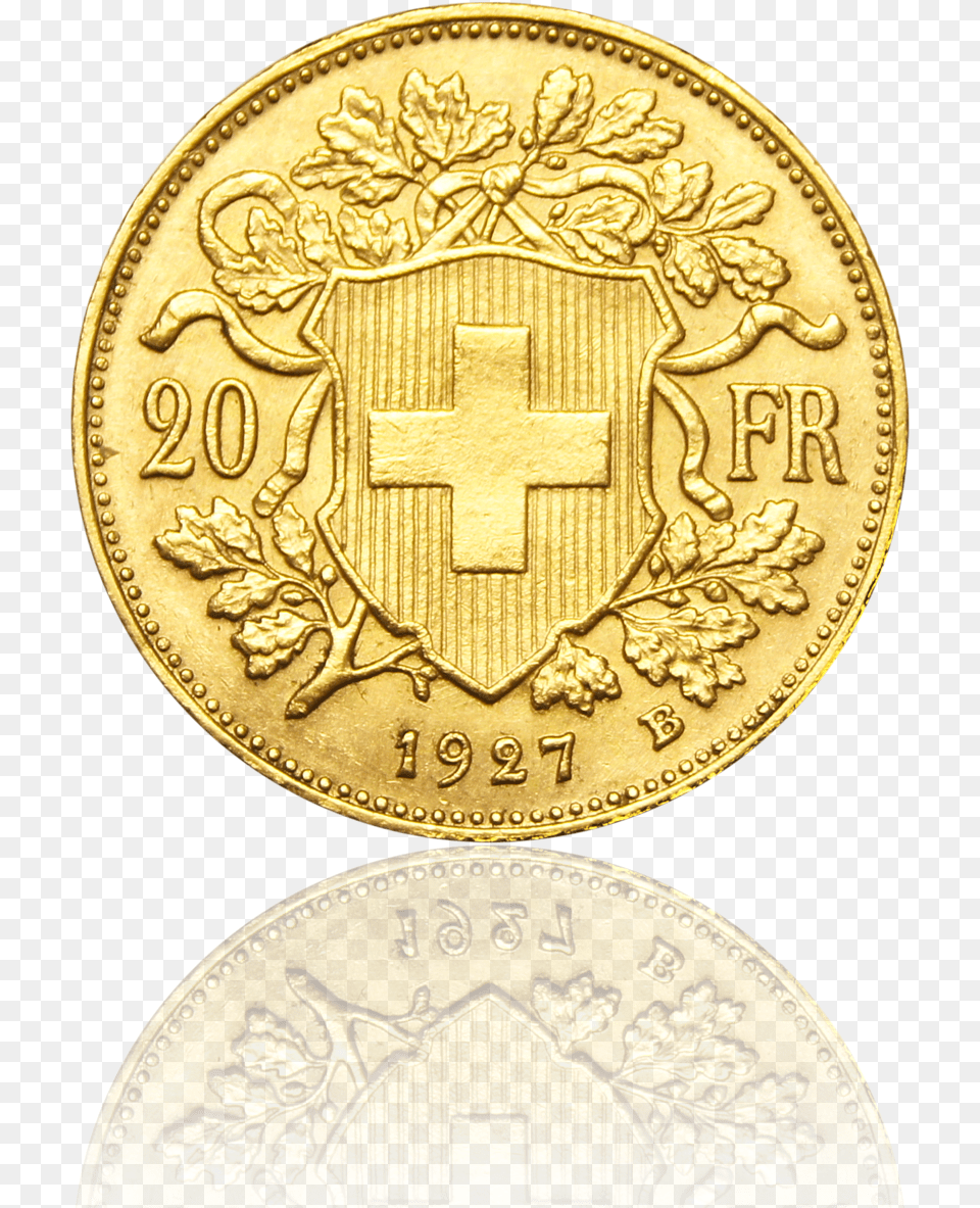 Vreneli 20 Sfr Swiss Franc, Gold, Coin, Money Free Transparent Png