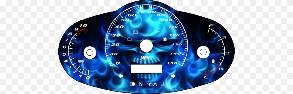 Vrod Blue Flame Skull New Faceplate V Rod, Gauge, Disk, Tachometer Free Png Download