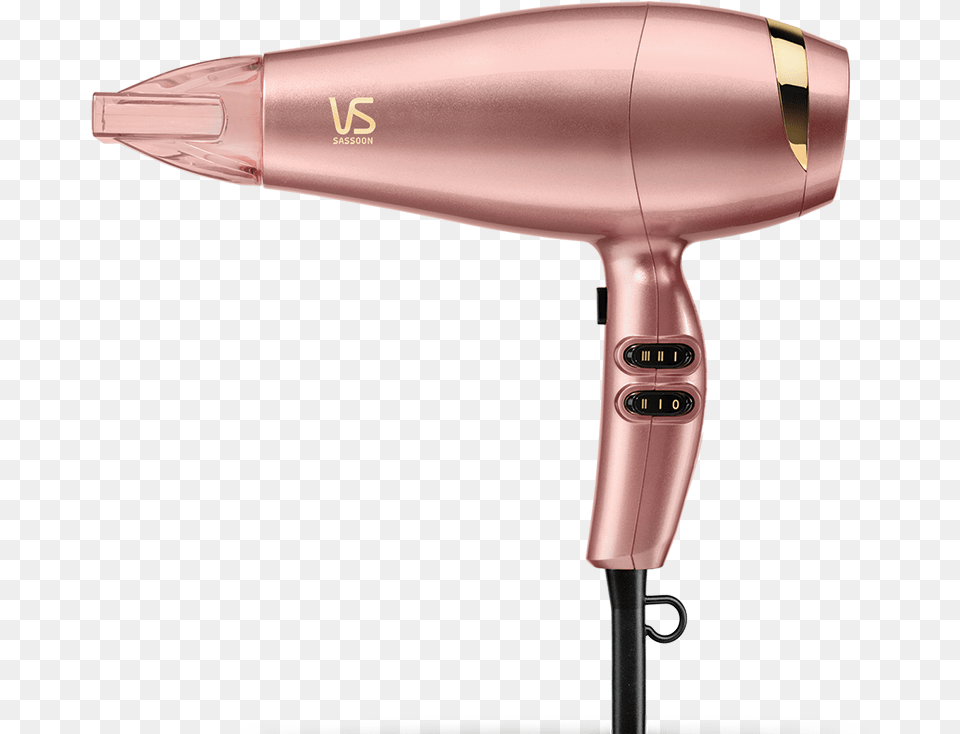 Vs Sassoon Rose Gold Hair Dryer, Appliance, Blow Dryer, Device, Electrical Device Free Png