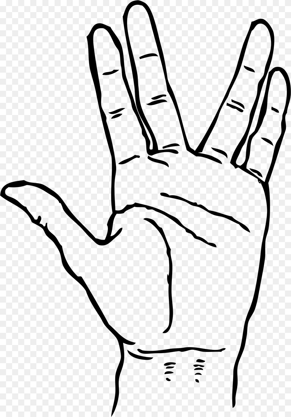 Vulcan Salute Live Long And Prosper Hand Drawing, Gray Free Transparent Png