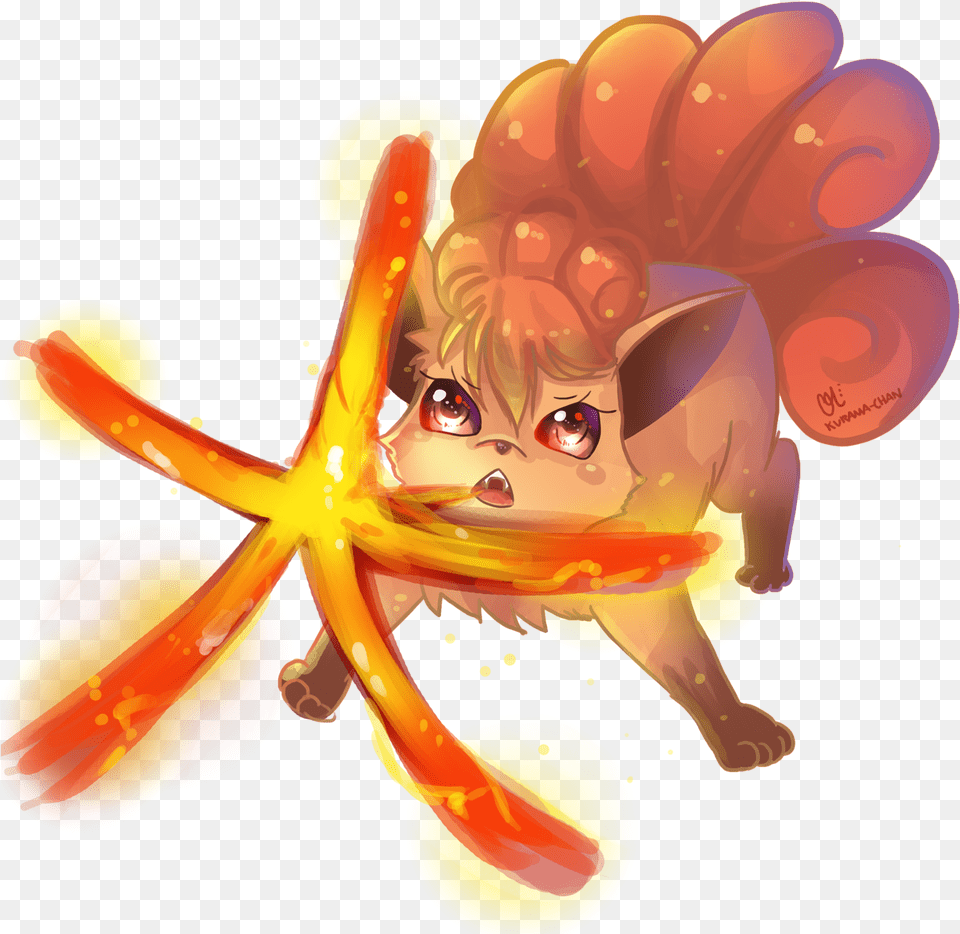 Vulpix Used Fire Blast And Inferno Vulpix Pokemon Art, Baby, Graphics, Person, Animal Png Image