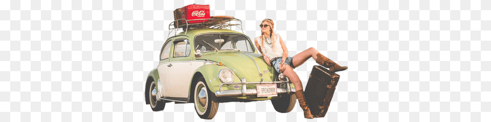 Vw Logo Stickpng Vintage Travel Car, Adult, Person, Female, Woman Free Transparent Png