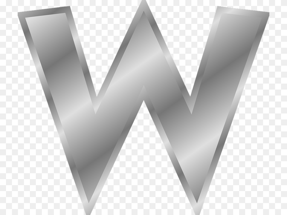 W Letter High Quality Silver Letter W, Triangle, Aluminium Free Transparent Png