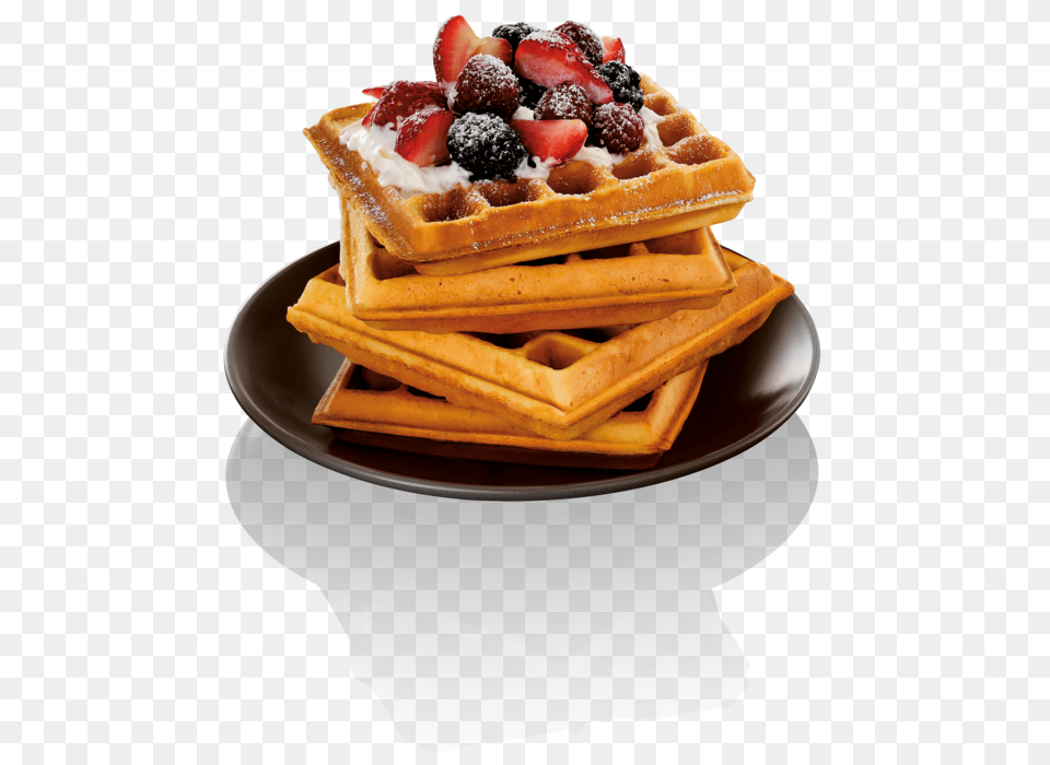 Waffle, Food, Plate, Bread, Berry Png Image