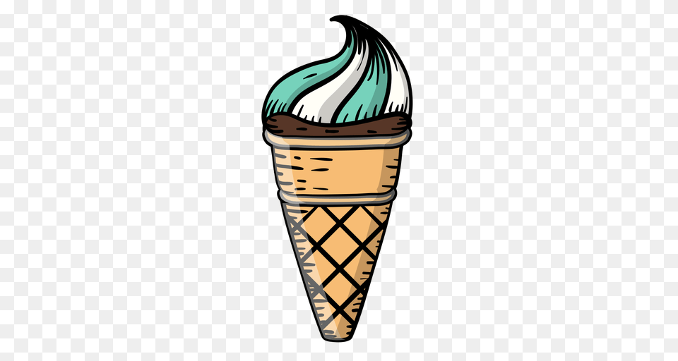 Waffle Cone Ice Cream Cartoon, Dessert, Food, Ice Cream, Soft Serve Ice Cream Png Image