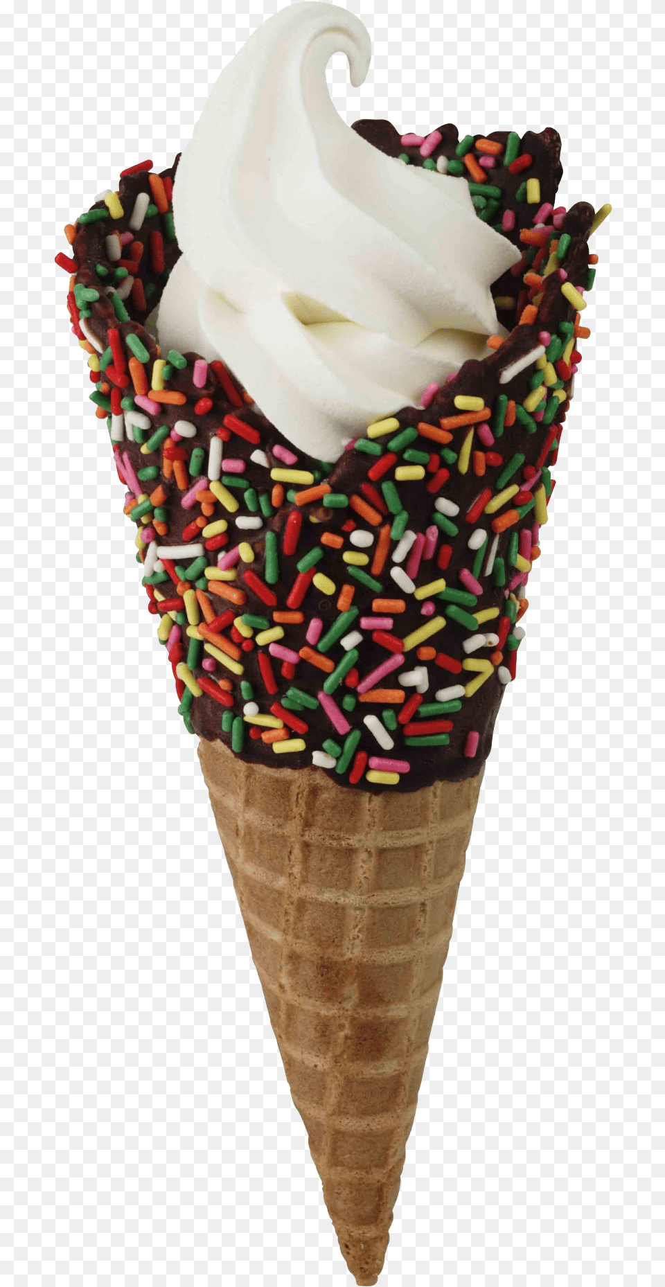 Waffle Cone With Sprinkles, Cream, Dessert, Food, Ice Cream Free Png Download