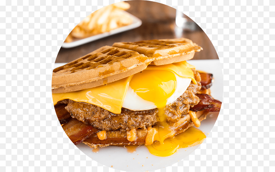 Waffles, Burger, Food, Bread, Brunch Png Image