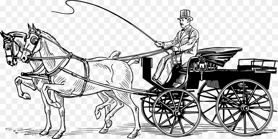 Wagon Vector Horse Buggy Horse Car Clipart Black And White, Gray Free Png