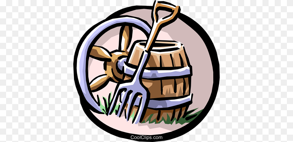 Wagon Wheel Pitchfork And Barrel Royalty Vector Clip Art, Cutlery, Fork, Ammunition, Grenade Png Image