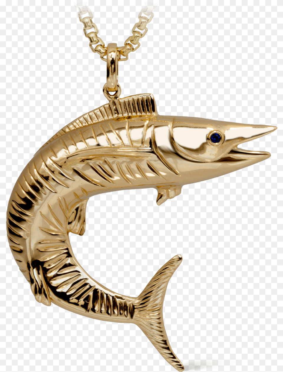 Wahoo Yellow Gold Fish Fisherman Necklace Fish Gold Pendant, Accessories, Jewelry Png Image
