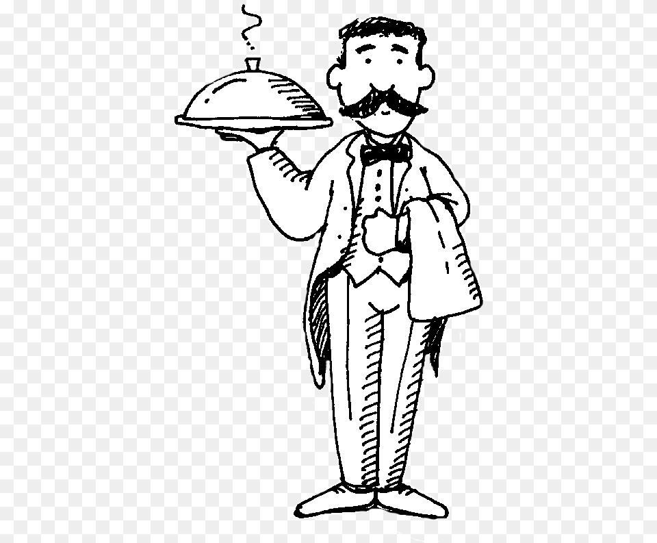 Waiter Black And White Transparent Cartoons Waiter Black And White, Adult, Male, Man, Person Free Png