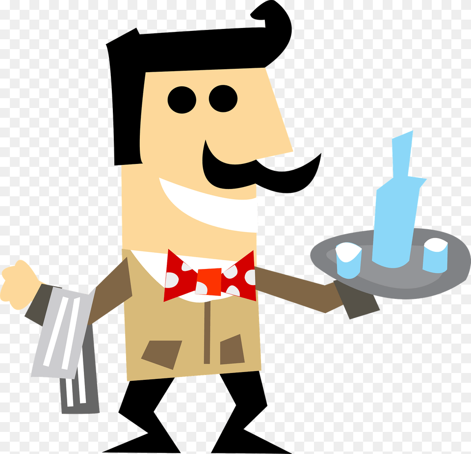 Waiter Holding A Tray With Drinks Clipart, People, Person Png Image