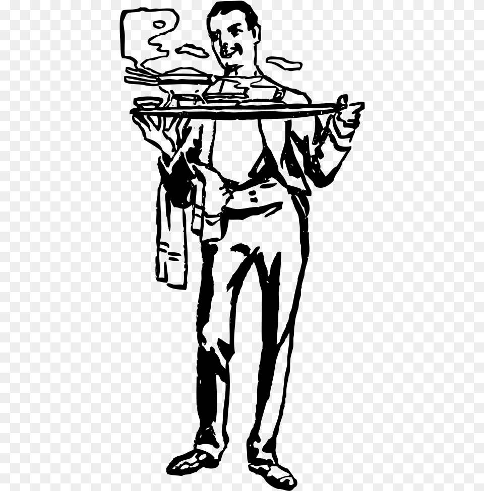 Waiter Illustration, Gray Png
