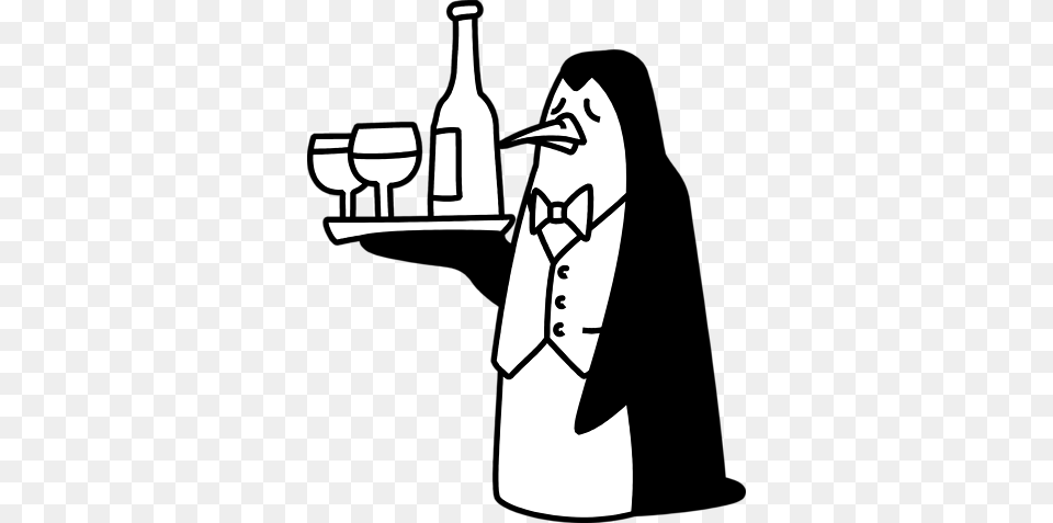 Waiter Illustration Clipart Library Penguin Waiter, Stencil, Person Free Transparent Png