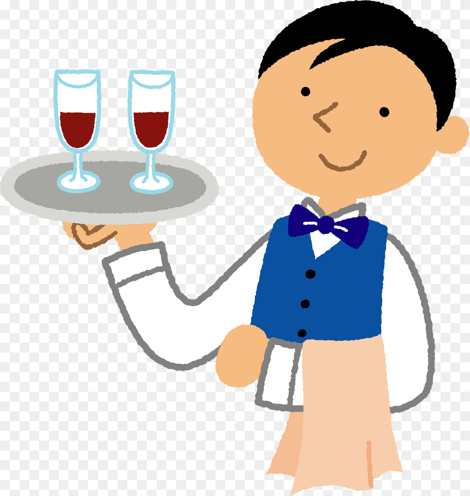 Waiter Man Carrying Wine Clipart, Glass, Baby, Person, Accessories Free Png Download