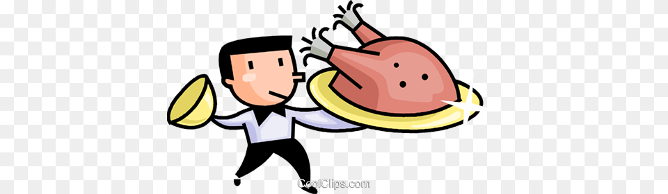 Waiter Serving A Turkey Dinner Royalty Free Vector Clip Art, Food, Fruit, Plant, Produce Png Image