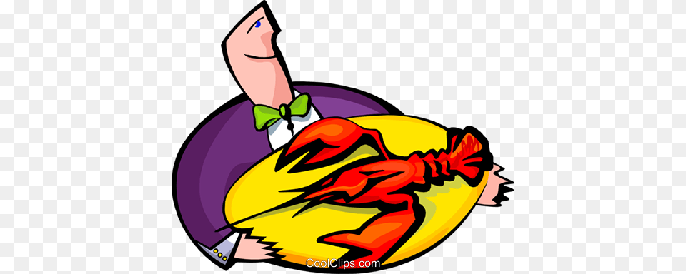 Waiter Serving Lobster Royalty Vector Clip Art Illustration, Water Free Png