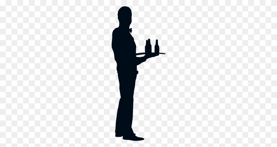 Waiter With Bottles Silhouette, Adult, Male, Man, Person Free Png Download