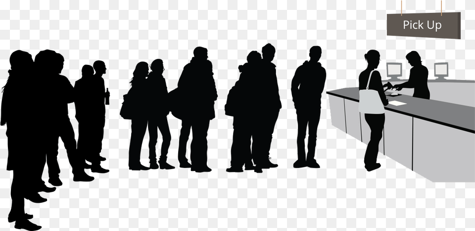 Waiting In Line Clipart People Waiting In Line Silhouette, Furniture, Person, Table, Indoors Free Png