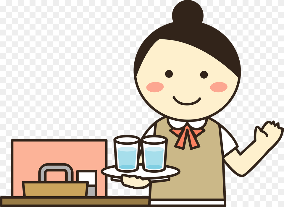 Waitress In A Restaurant Clipart, Person, Reading, Cartoon, Face Png Image