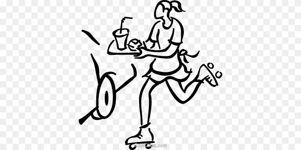 Waitress On Roller Skates Royalty Vector Clip Art, Transportation, Tricycle, Vehicle Free Png