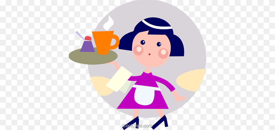 Waitress Serving Coffee Royalty Vector Clip Art Illustration, Person, People, Cutlery, Photography Free Png