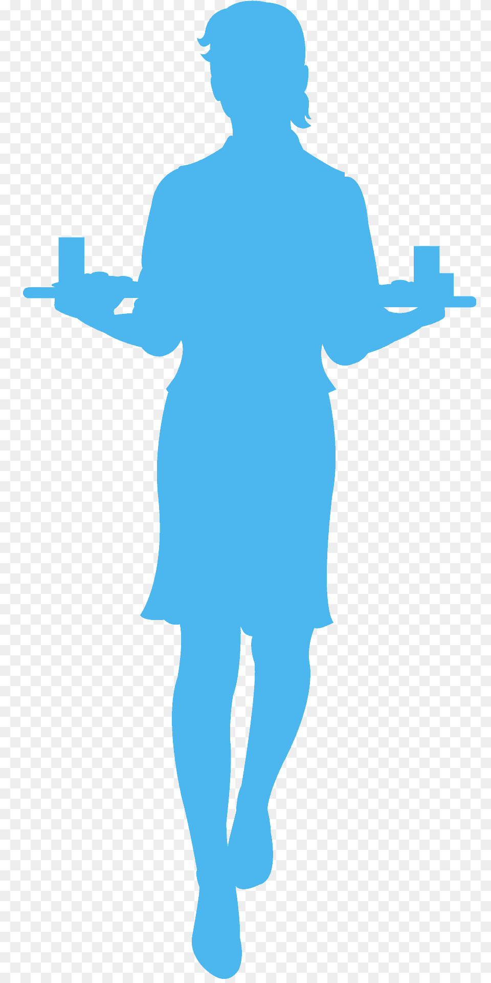 Waitress Silhouette, Adult, Male, Man, Person Free Png