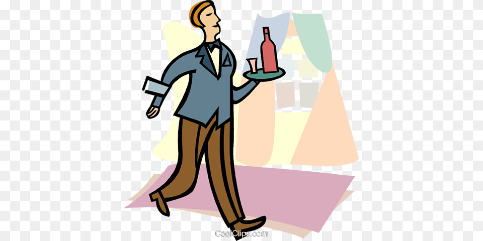 Waitress Wine Royalty Free Vector Clip Art Illustration, Adult, Person, Woman, Female Png