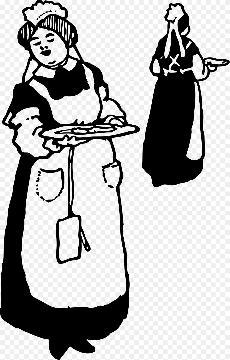 Waitresses Big Server Coloring, Gray Png Image