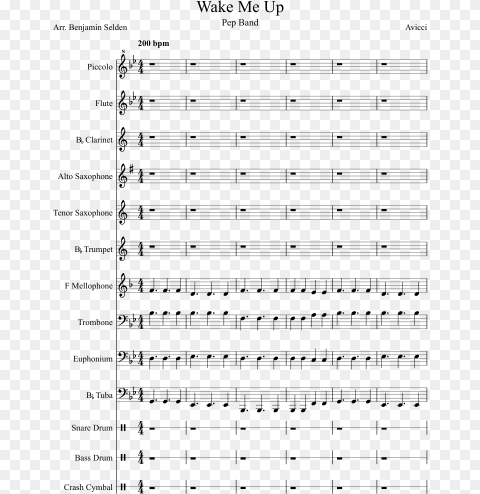Wake Me Up Sheet Music Composed By Avicci 1 Of 9 Pages Super Mario Bros Theme Song Sheet Music Alto Sax, Gray Free Png