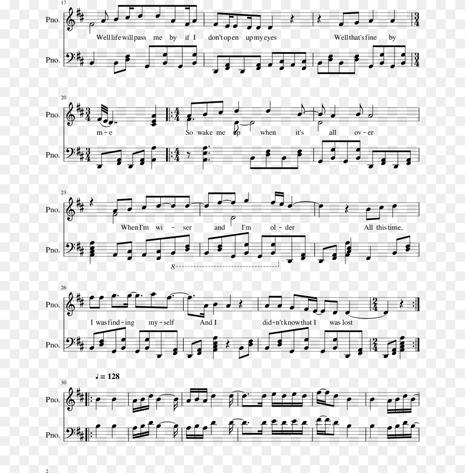 Wake Me Up Sheet Music Composed By Ethan Hung 2 Of Wake Me Up, Gray Free Png