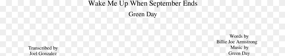 Wake Me Up When September Ends Sheet Music Composed Document, Gray Free Png Download