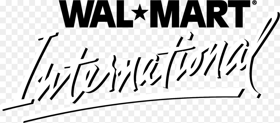 Wal Mart International Logo Black And White Walmart International Logo, Text, Handwriting Free Transparent Png