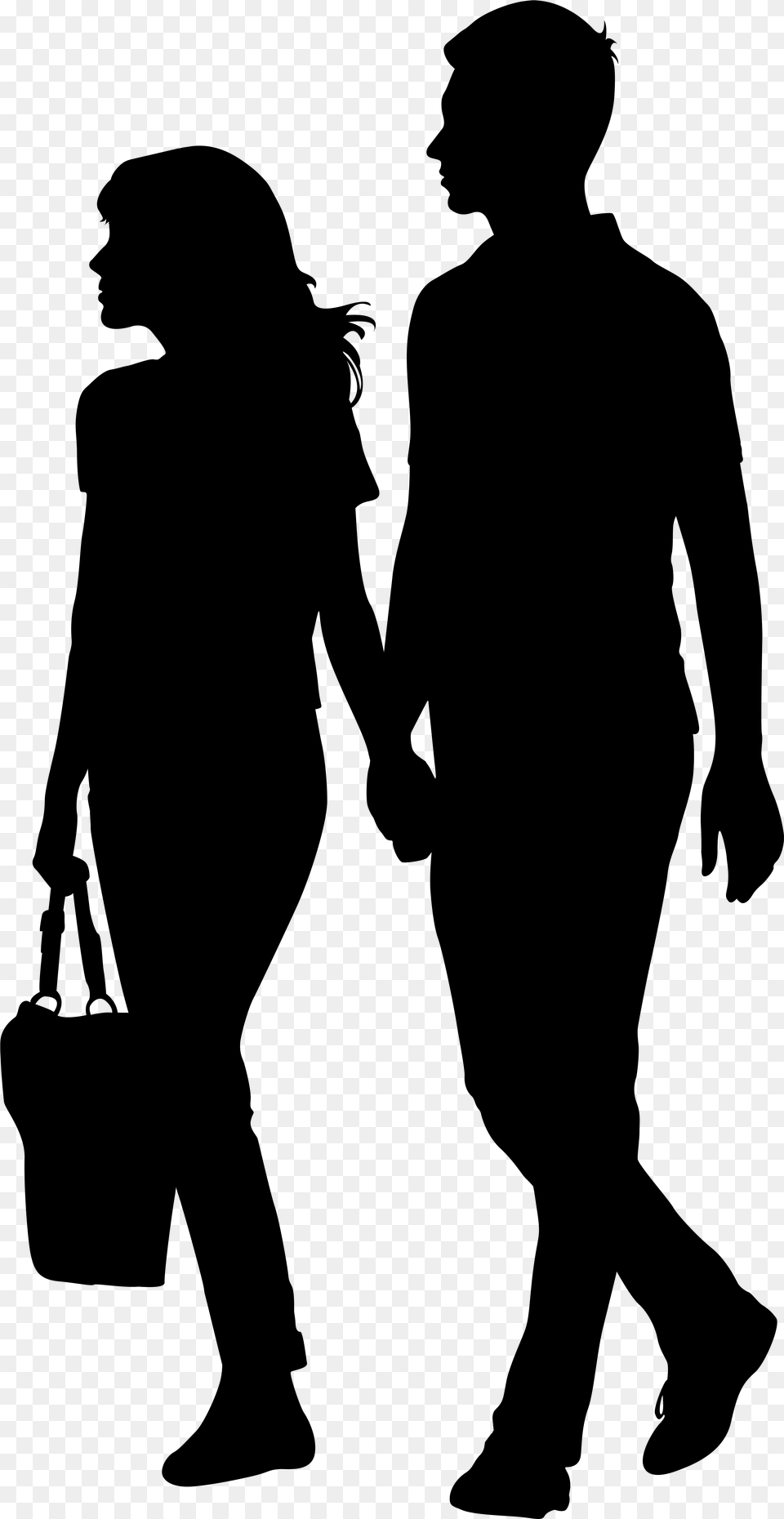 Walk Clipart Background Person Couple Walking Silhouette, Gray Free Png