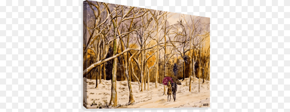 Walk On A Winters Day Canvas Print Artist, Art, Painting, Tree, Plant Png