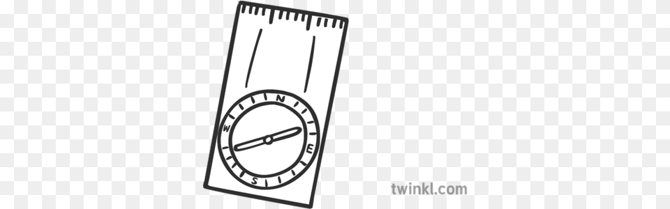 Walkers Compass Black And White Illustration Twinkl Measuring Instrument, Analog Clock, Clock Png