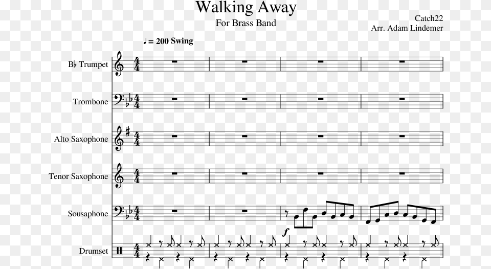 Walking Away Sheet Music For Trumpet Trombone Alto Train Your Dragon Alto Sax Sheet Music, Gray Free Png Download