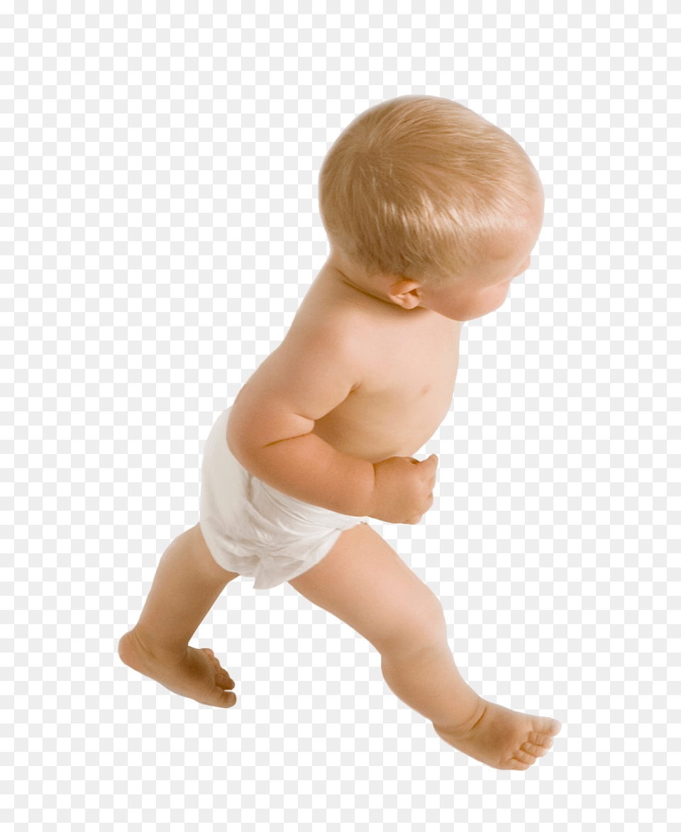 Walking Baby With White Diaper On Crawling To Walking, Person, Face, Head Png